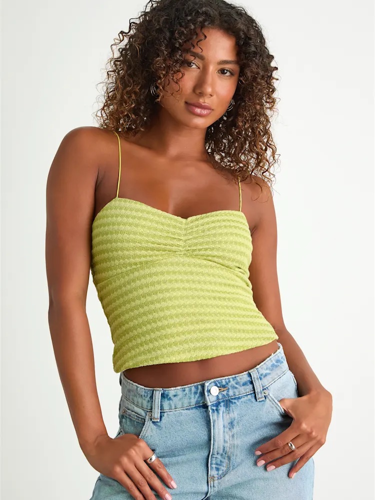 Lime Green Spaghetti Strap Crop Top